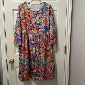 NWT Hippy Chic Colorful Floral/Paisley Dress Size Large
